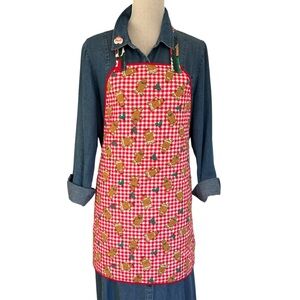 Christmas Reversible Gingerbread Man Graphic Quilted Full-Length Apron Unisex